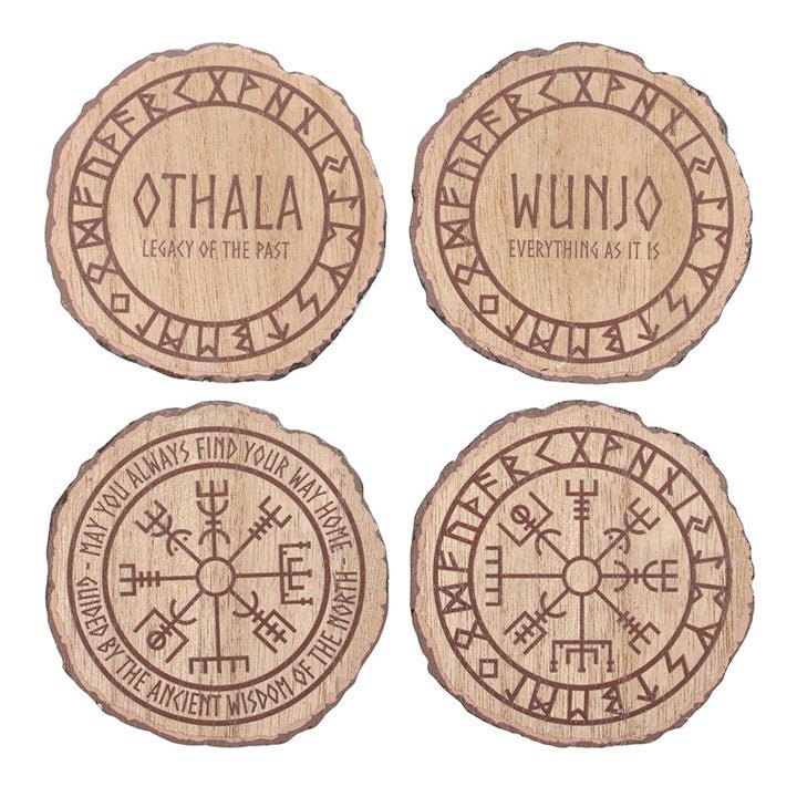 Set of 4 Norse Mythology Wood Slice Coasters - Scents & Gifts UK