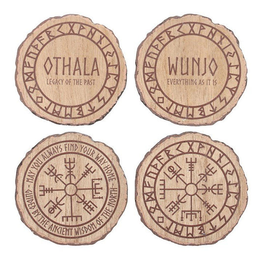 Set of 4 Norse Mythology Wood Slice Coasters - Scents & Gifts UK