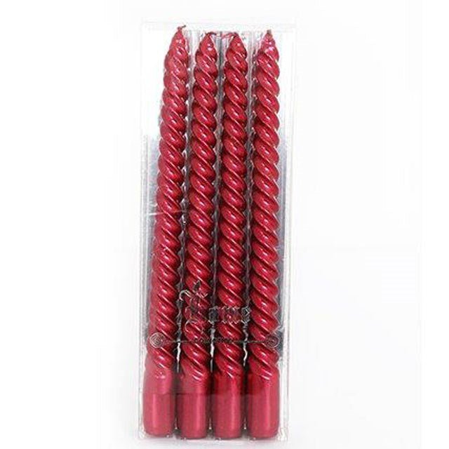 Set of 4 Red Twist Taper Candles - Scents & Gifts UK