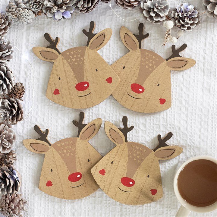 Set of 4 Reindeer Coasters - Scents & Gifts UK