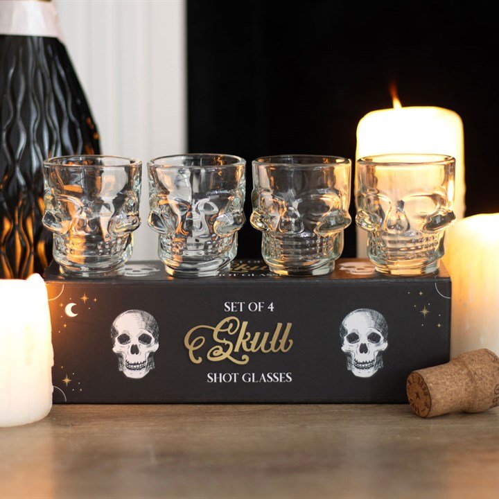 Set of 4 Skull Shot Glasses Set - Scents & Gifts UK
