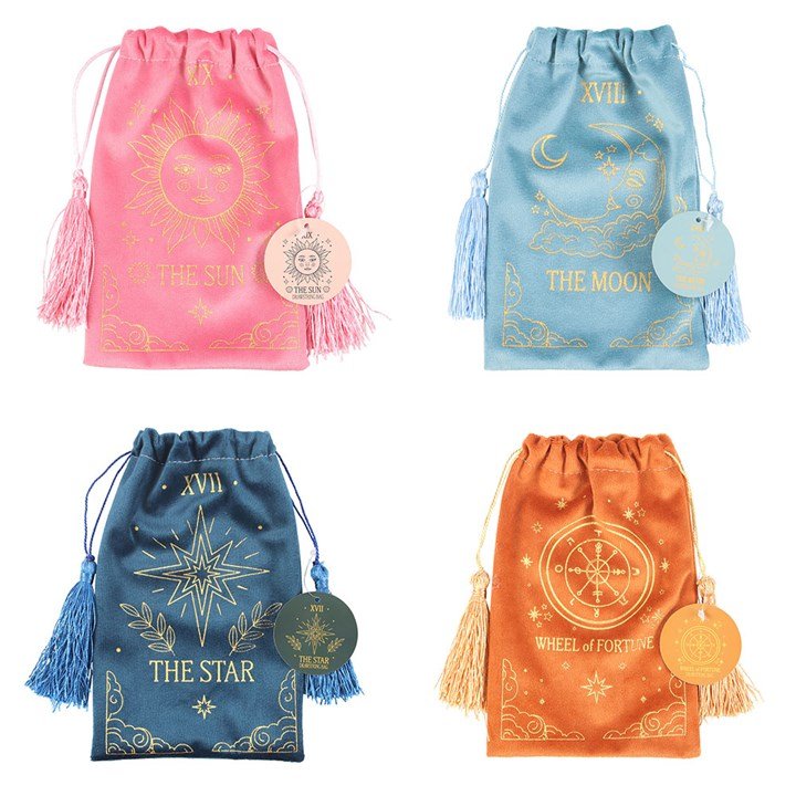 Set of 4 Tarot Velvet Drawstring Bags - Scents & Gifts UK