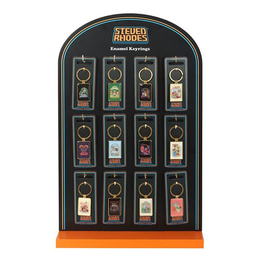 Set of 48 Enamel Keyrings by Steven Rhodes on Display - Scents & Gifts UK