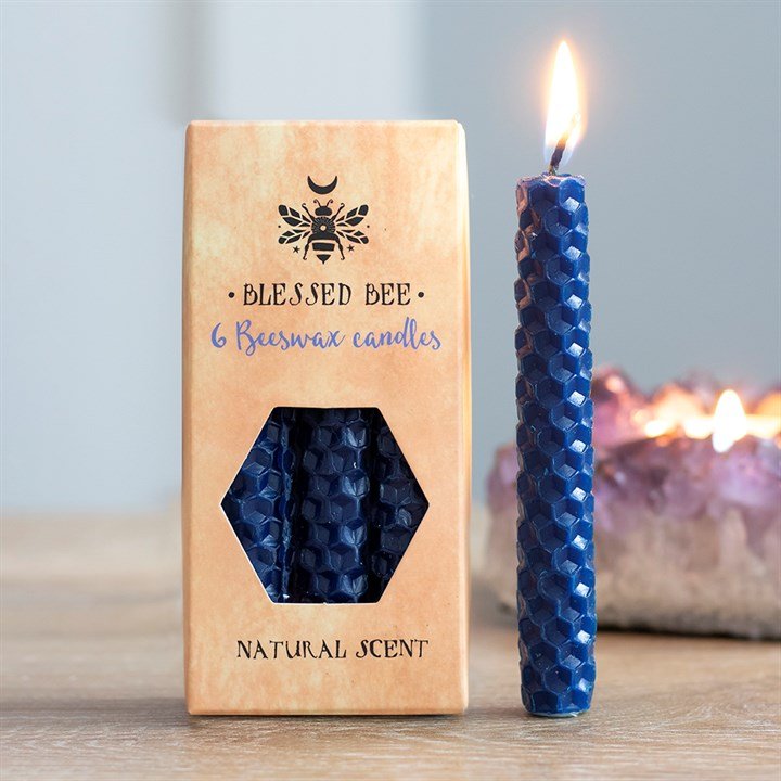Set of 6 Blue Beeswax Spell Candles - Scents & Gifts UK