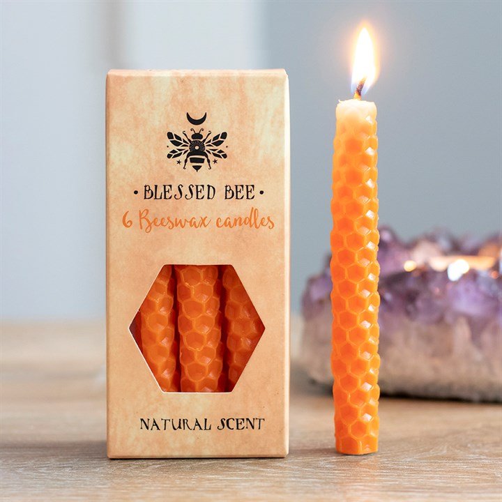 Set of 6 Orange Beeswax Spell Candles - Scents & Gifts UK