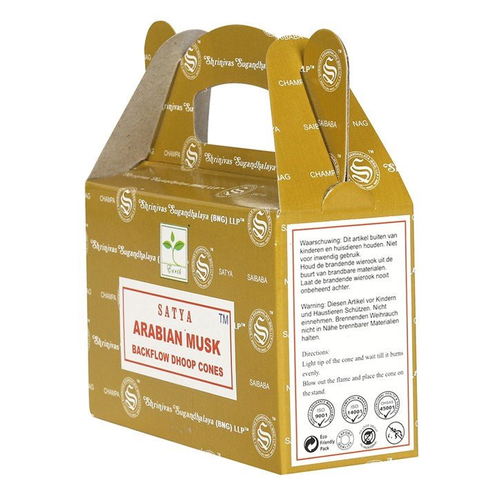 Set of 6 Packets of Arabian Musk Backflow Dhoop Cones by Satya - Scents & Gifts UK