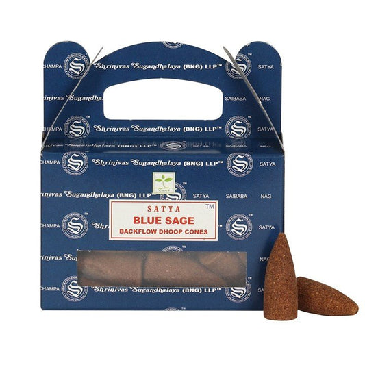 Set of 6 Packets of Blue Sage Backflow Dhoop Cones by Satya - Scents & Gifts UK