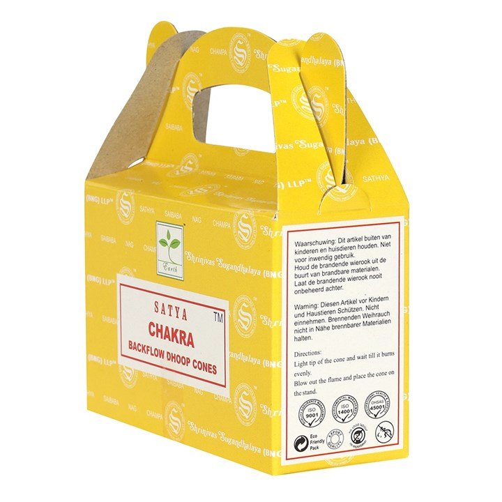 Set of 6 Packets of Chakra Backflow Dhoop Cones by Satya - Scents & Gifts UK