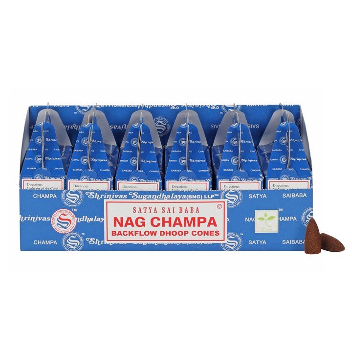Set of 6 Packets of Satya Nag Champa Backflow Dhoop Cones - Scents & Gifts UK