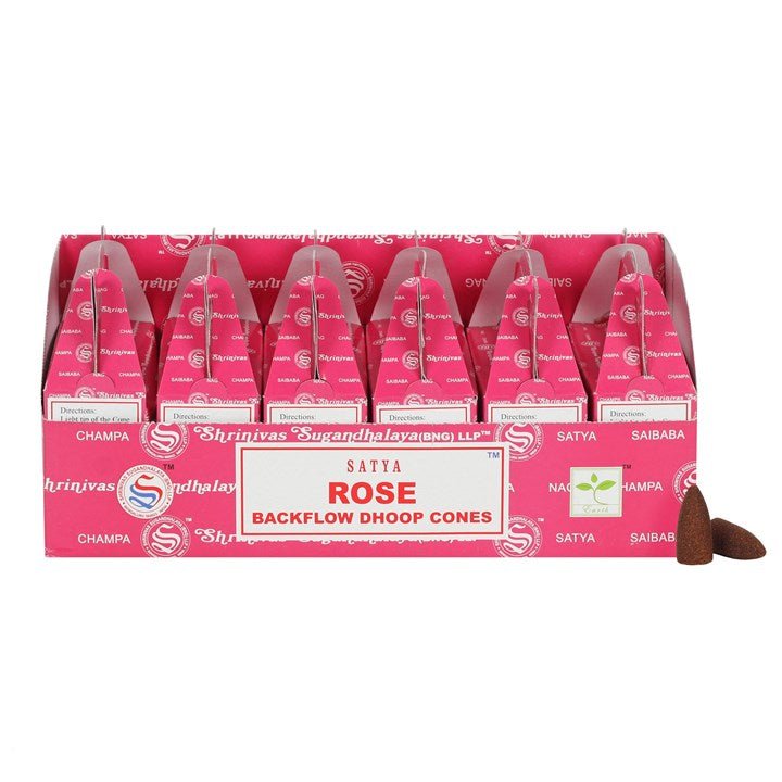 Set of 6 Packets of Satya Rose Backflow Dhoop Cones - Scents & Gifts UK