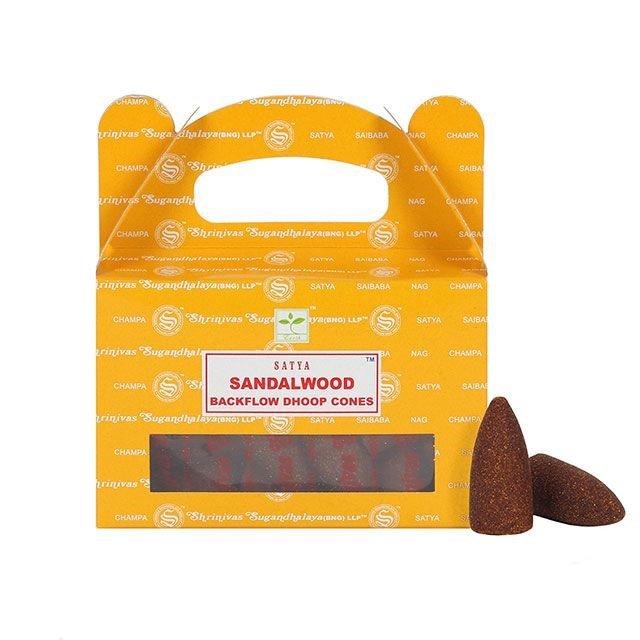 Set of 6 Packets of Satya Sandalwood Backflow Dhoop Cones - Scents & Gifts UK