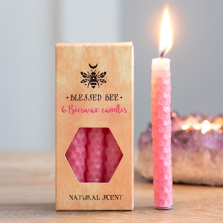 Set of 6 Pink Beeswax Spell Candles - Scents & Gifts UK