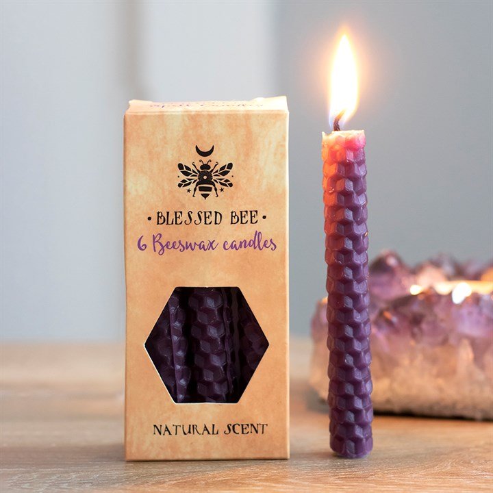 Set of 6 Purple Beeswax Spell Candles - Scents & Gifts UK