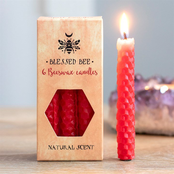 Set of 6 Red Beeswax Spell Candles - Scents & Gifts UK