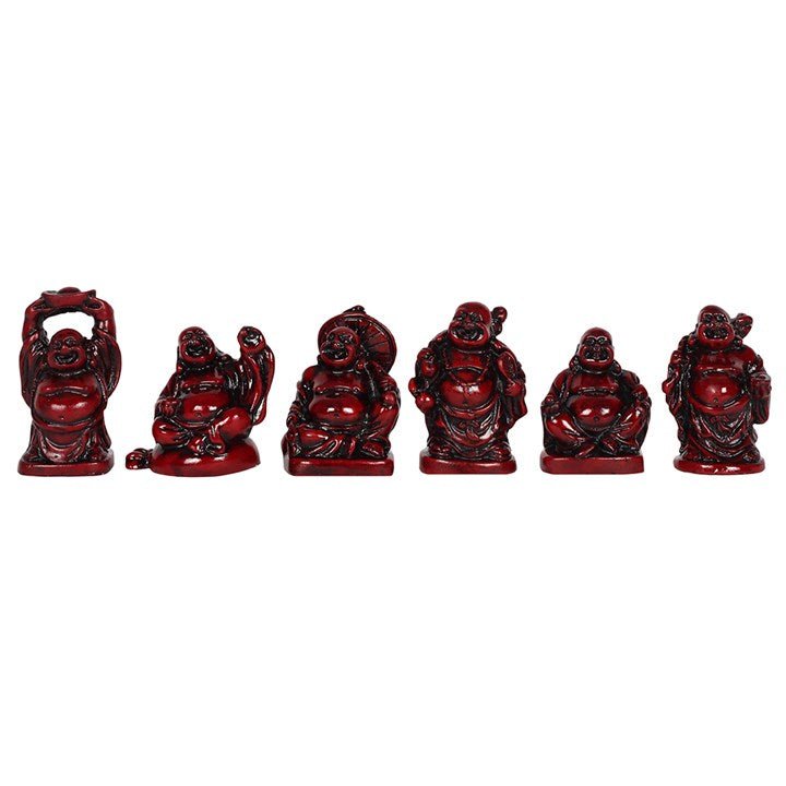 Set of 6 Red Resin Buddhas - Scents & Gifts UK
