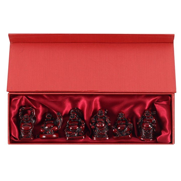 Set of 6 Red Resin Buddhas - Scents & Gifts UK