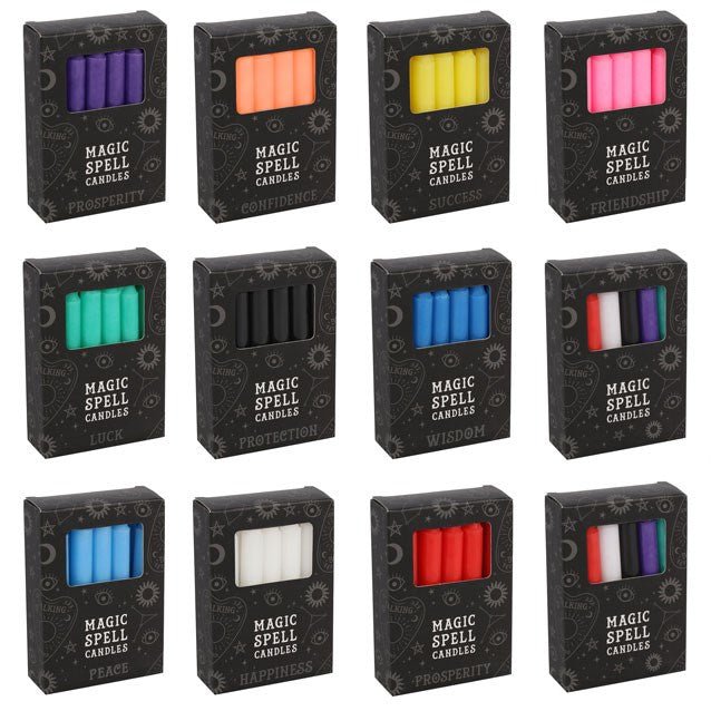 Set of 72 Magic Spell Candles on Tabletop Spinner Display - Scents & Gifts UK