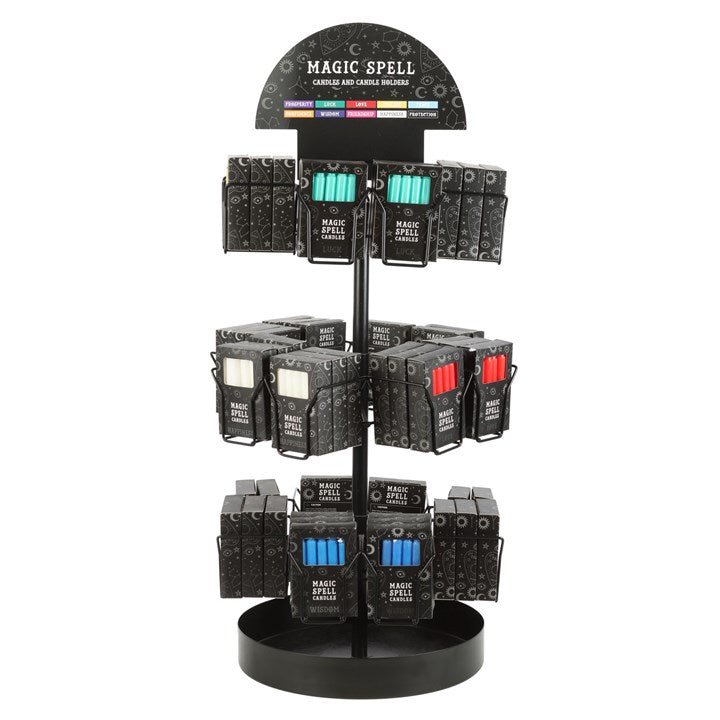 Set of 72 Magic Spell Candles on Tabletop Spinner Display - Scents & Gifts UK