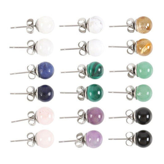 Set of 9 Semi Precious Crystal Earrings - Scents & Gifts UK