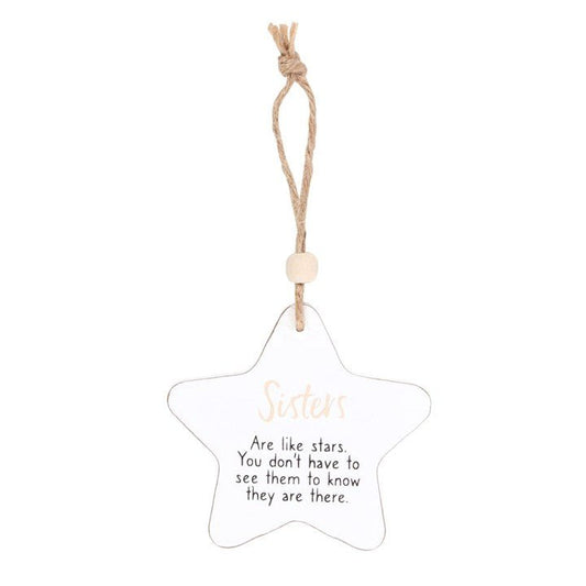 Sisters Hanging Star Sentiment Sign - Scents & Gifts UK