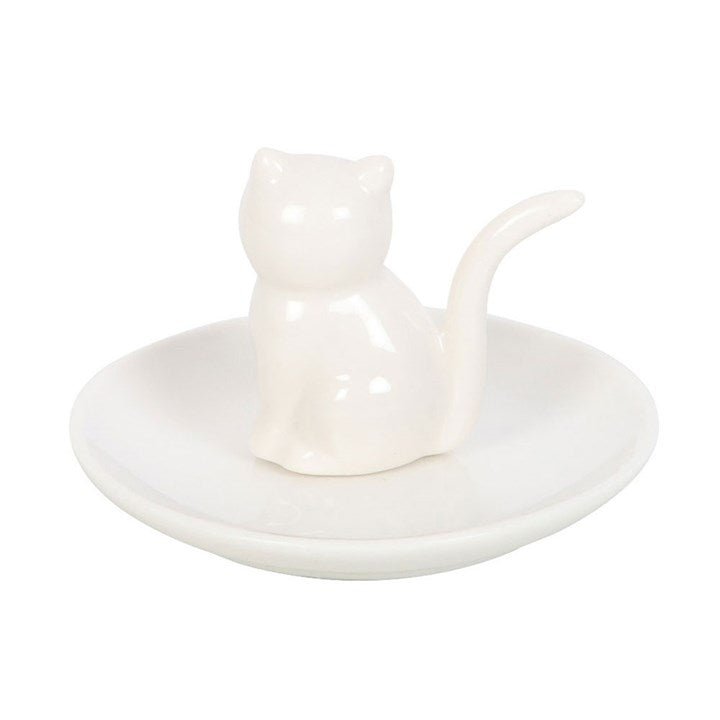 Sitting White Cat Face Trinket Dish - Scents & Gifts UK