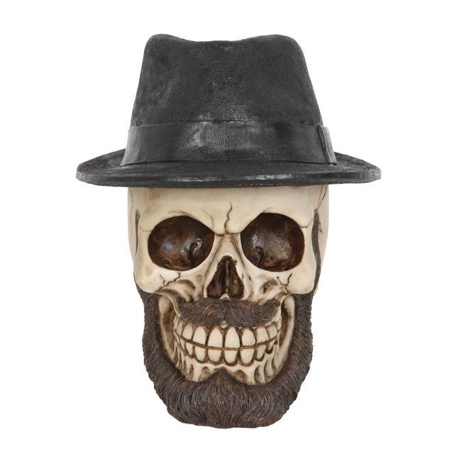 Skull Ornament with Trilby Hat - Scents & Gifts UK