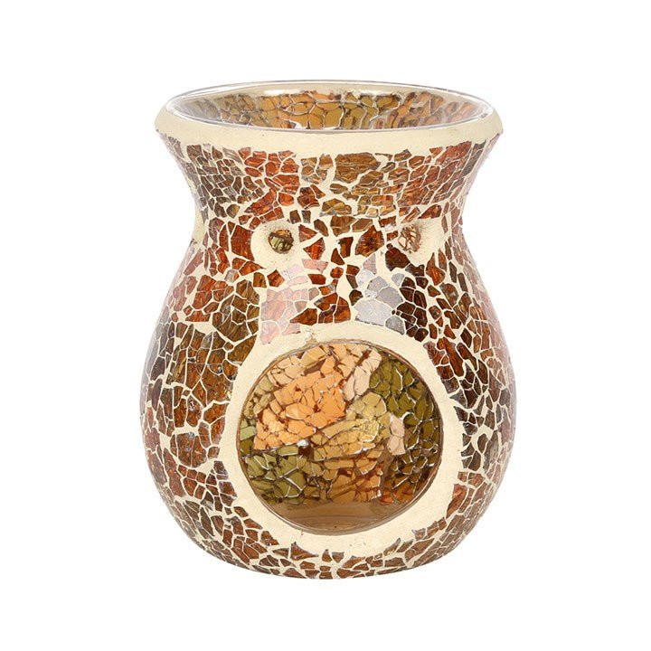 Small Brown Crackle Oil Burner and Wax Warmer - Scents & Gifts UK