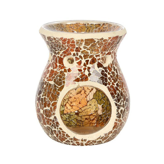 Small Brown Crackle Oil Burner and Wax Warmer - Scents & Gifts UK