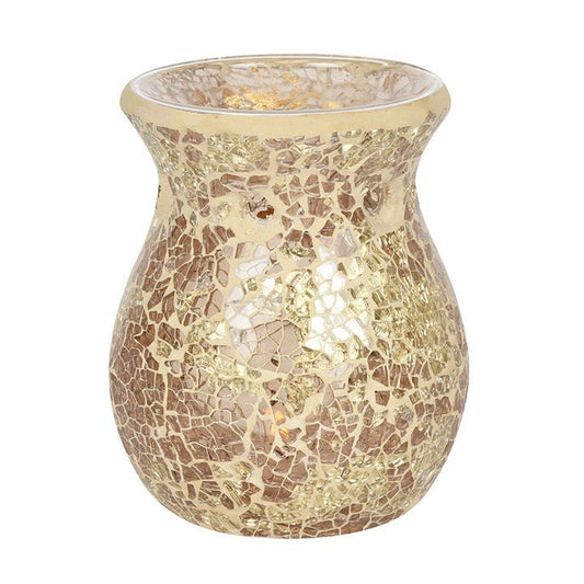Small Gold Crackle Glass Oil Burner - Scents & Gifts UK