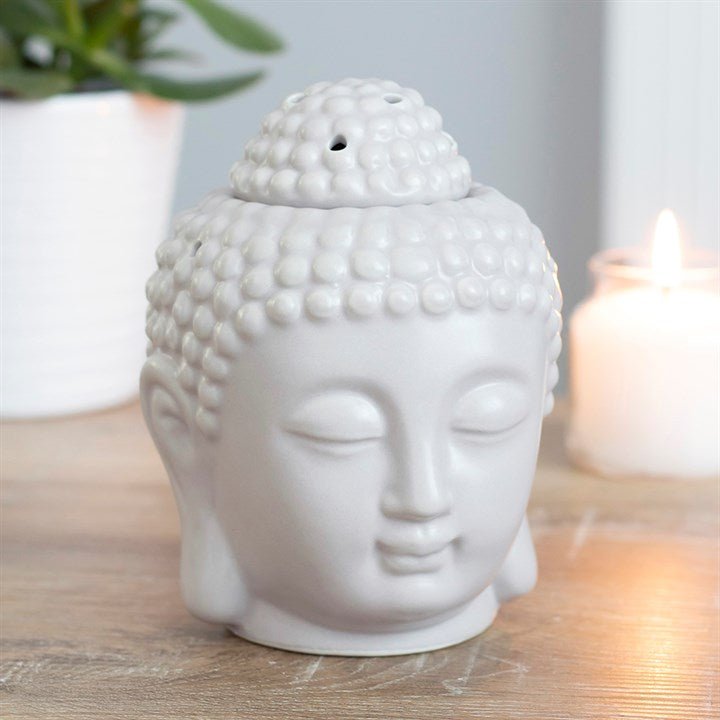 Small Grey Buddha Head Oil Burner - Scents & Gifts UK