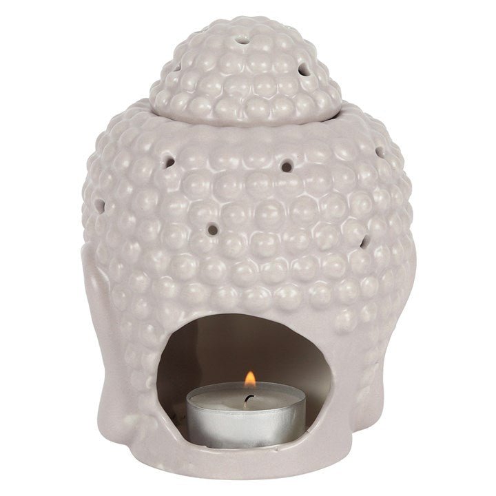 Small Grey Buddha Head Oil Burner - Scents & Gifts UK
