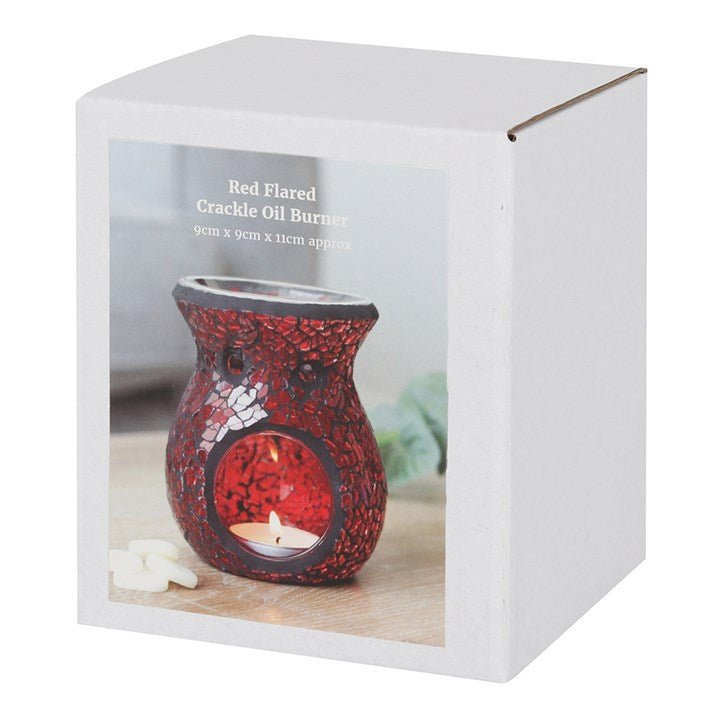 Small Red Crackle Glass Oil Burner and Wax Warmer - Scents & Gifts UK