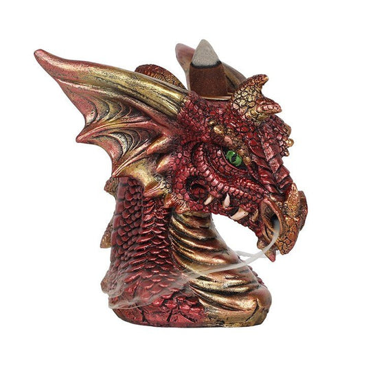 Small Red Dragon Head Backflow Incense Burner - Scents & Gifts UK