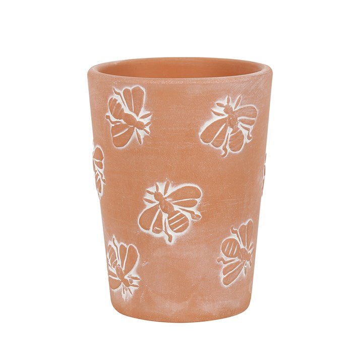 Small Terracotta Bee Pattern Plant Pot - Scents & Gifts UK