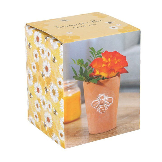 Small Terracotta Single Bee Motif Plant Pot - Scents & Gifts UK