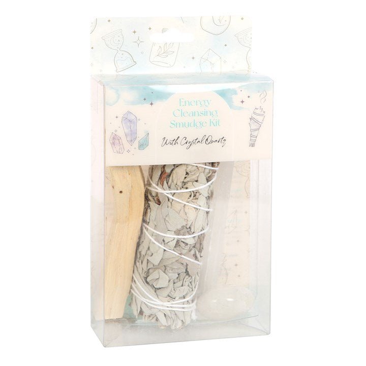 Smudge Kit with Clear Quartz Crystal - Scents & Gifts UK