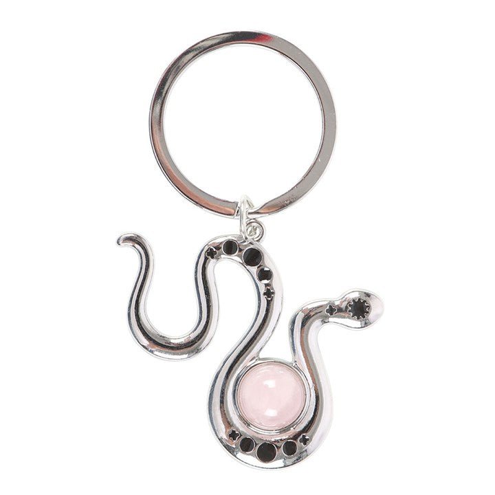 Snake Keyring with Rose Quartz Crystal - Scents & Gifts UK