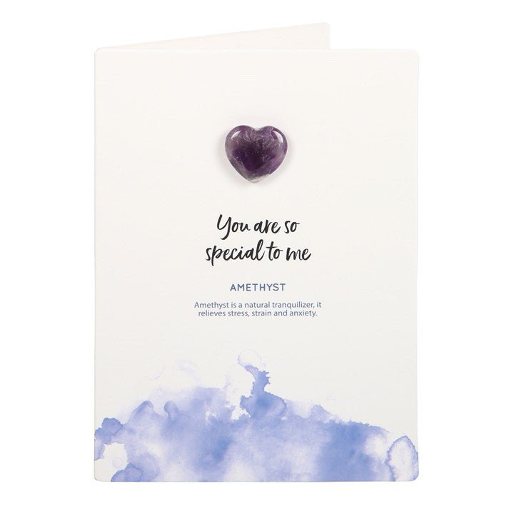 Special To Me Amethyst Crystal Heart Greeting Card - Scents & Gifts UK