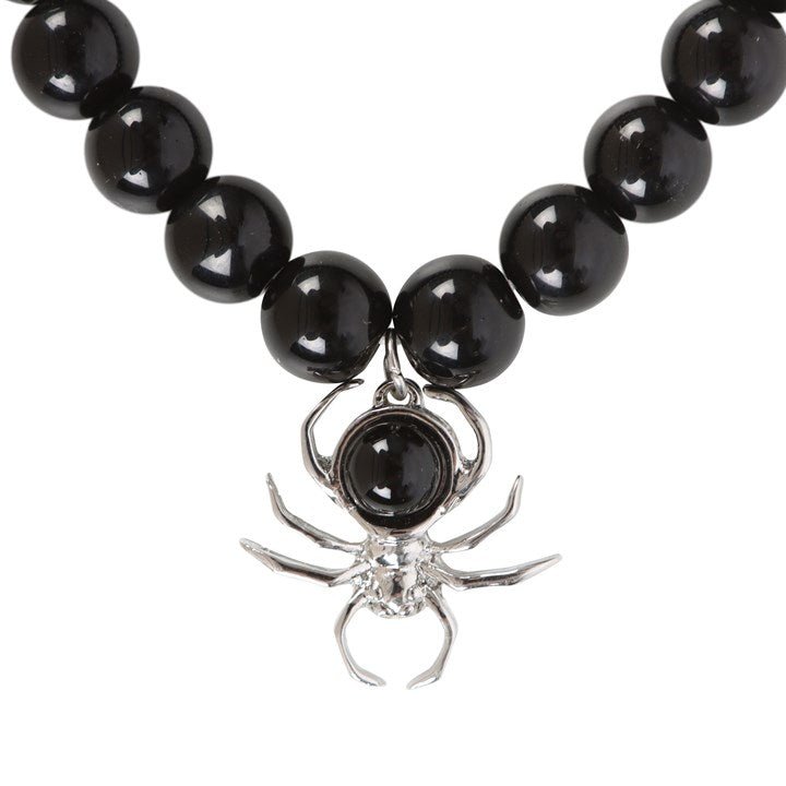 Spider Black Obsidian Beaded Bracelet - Scents & Gifts UK