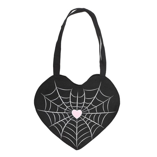 Spiderweb Heart Satin Tote Bag - Scents & Gifts UK