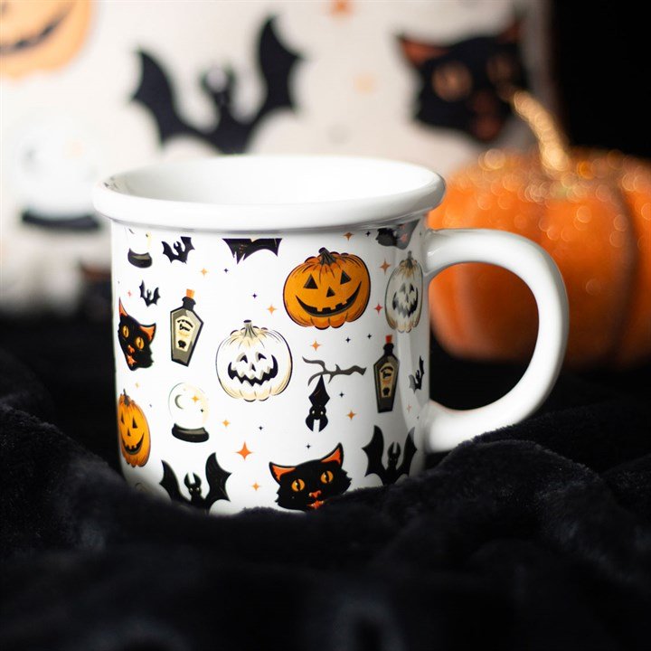 Spooky Cat and Pumpkin Print Mug - Scents & Gifts UK