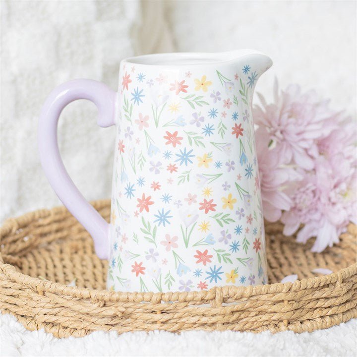 Spring Floral Print Ceramic Flower Jug - Scents & Gifts UK
