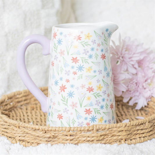 Spring Floral Print Ceramic Flower Jug - Scents & Gifts UK
