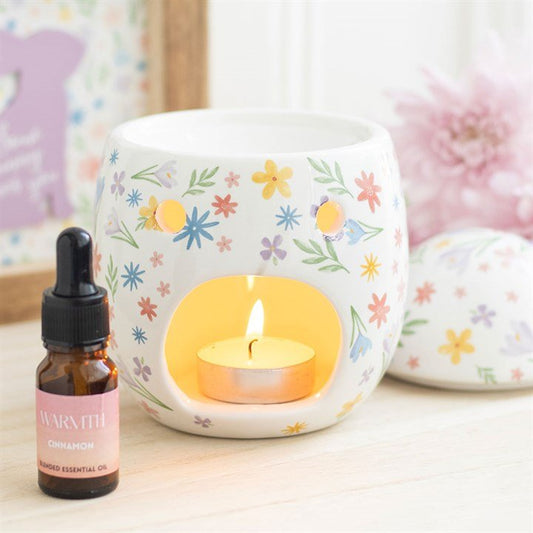 Spring Floral Print Egg Oil Burner and Wax Warmer - Scents & Gifts UK