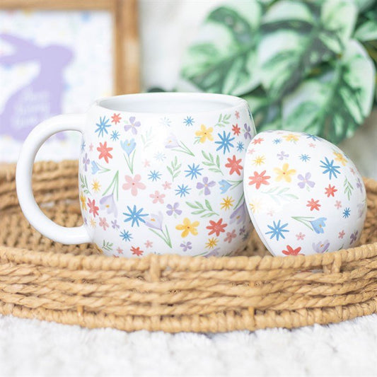 Spring Floral Print Egg Shaped Mug - Scents & Gifts UK