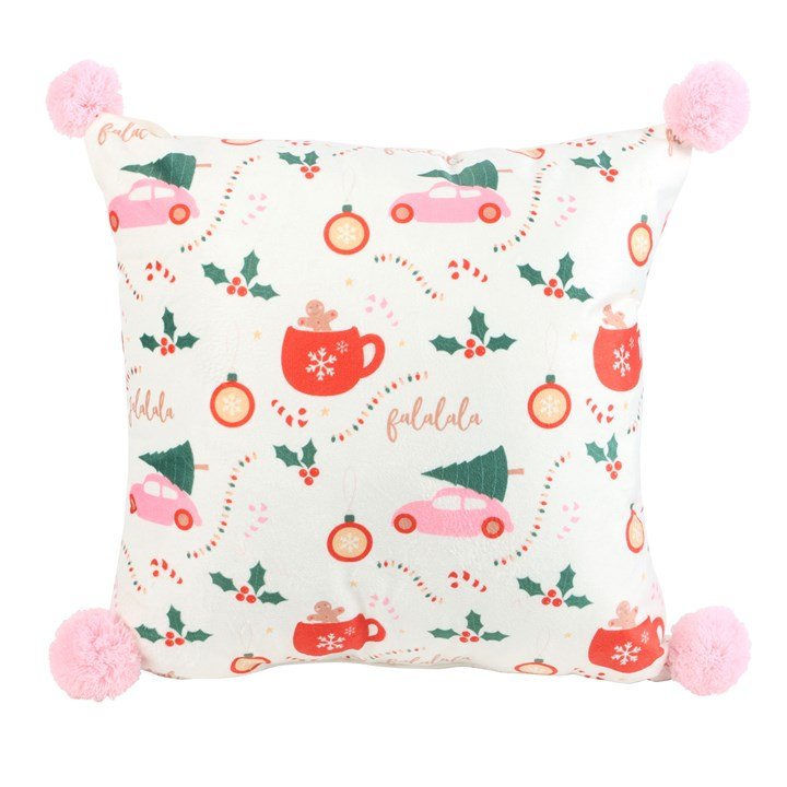Square Sugarplum Fun Christmas Print Cushion - Scents & Gifts UK