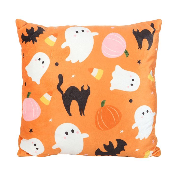 Square Sweet and Spooky Ghost Print Cushion - Scents & Gifts UK