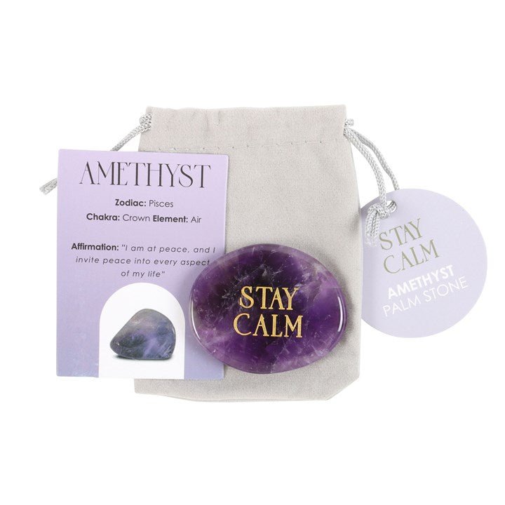Stay Calm Amethyst Crystal Palm Stone - Scents & Gifts UK