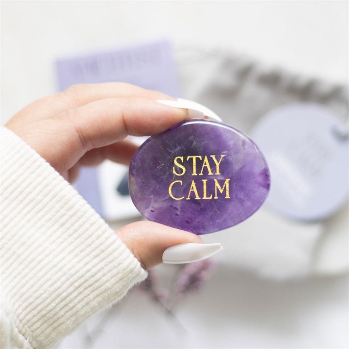 Stay Calm Amethyst Crystal Palm Stone - Scents & Gifts UK