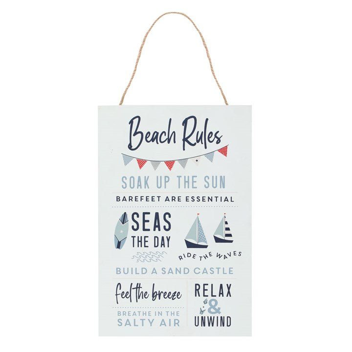 Surf's Up Beach Rules Hanging Sign - Scents & Gifts UK